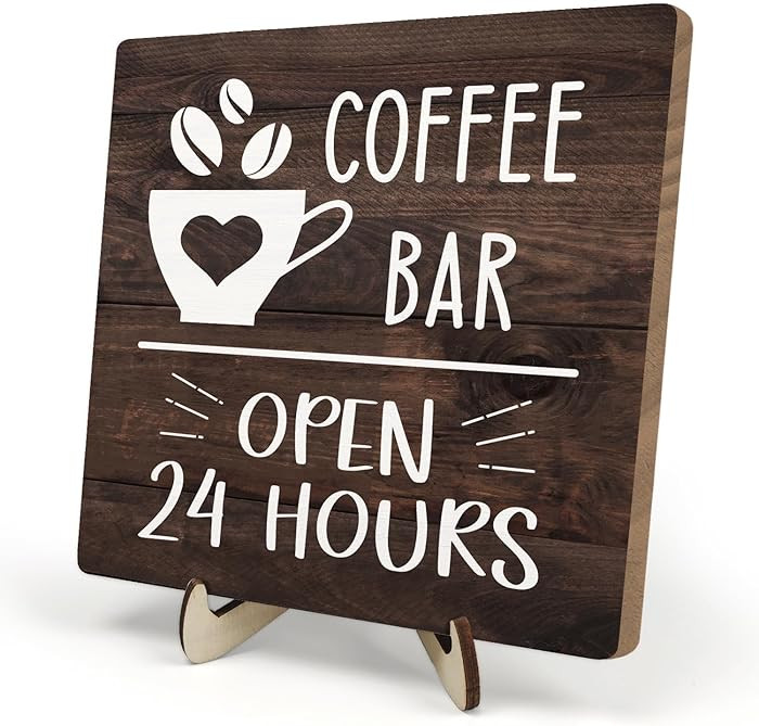 Coffee Bar Sign Plaque Decor, Vintage Farmhouse Kitchen Counter Sign for Coffee Station Kitchen O... | Amazon (US)