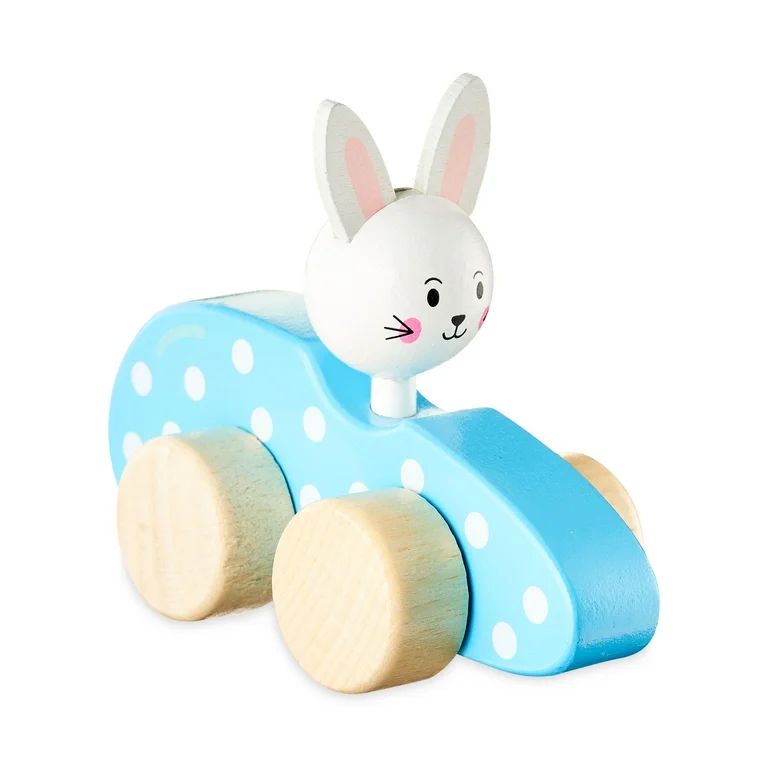 Way to Celebrate Easter Bunny Wooden Toy Car, Blue Basket Stuffers | Walmart (US)