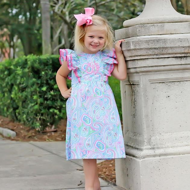 Double Ruffle Spring Paisley Tie-Back Dress | Classic Whimsy