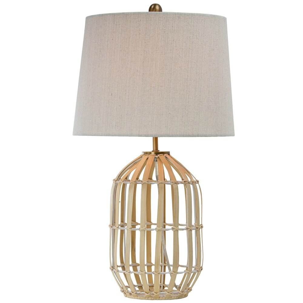 Rattan Table Lamp with Canvas Drum Shade (25") | Bed Bath & Beyond