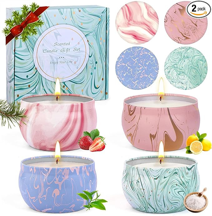 Candle Gifts,Scented Candles Christmas Gift Set for Women, 4 Pack Aromatherapy Candles for Home S... | Amazon (US)