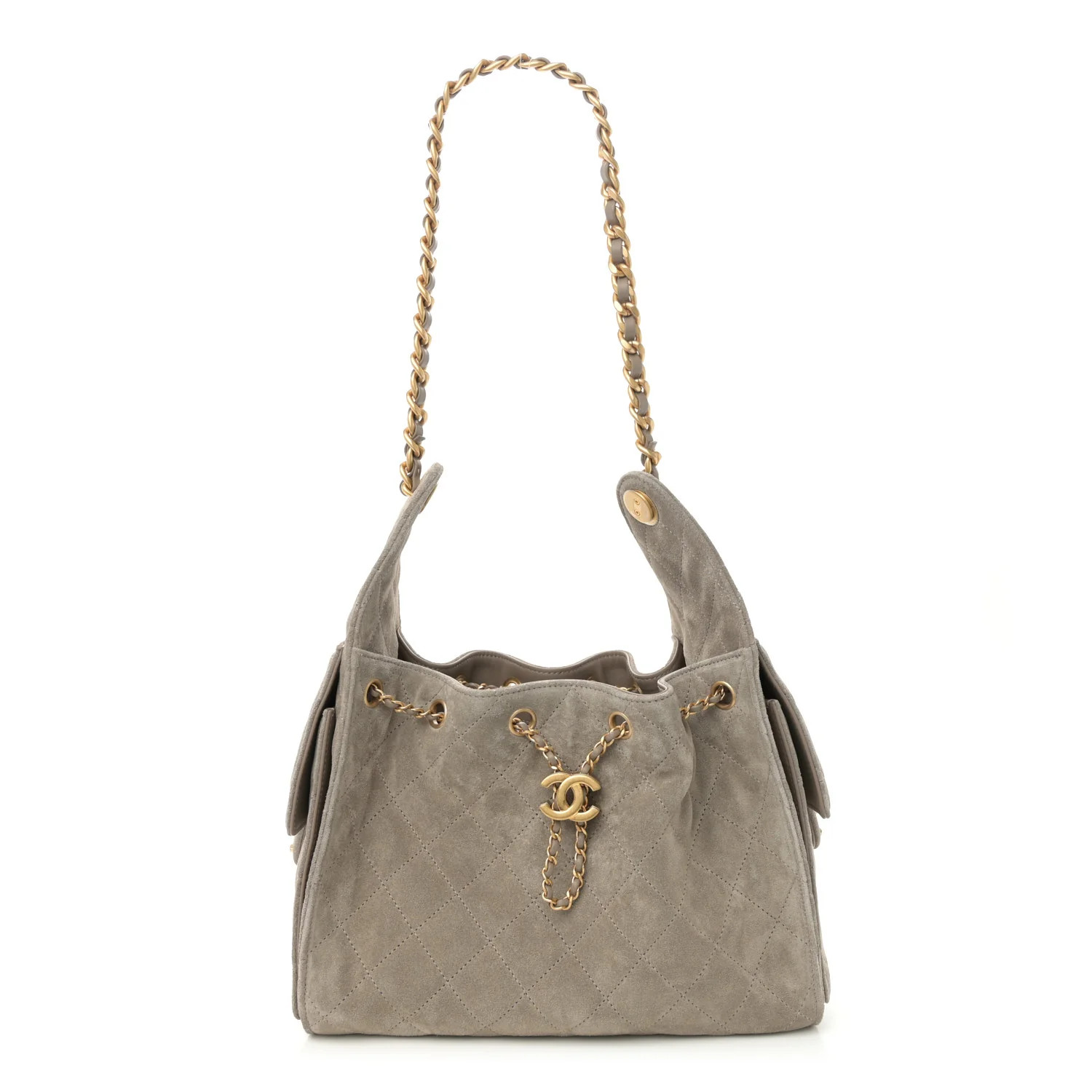 Suede Quilted Small Chanel 25 Handbag Dark Grey | FASHIONPHILE (US)