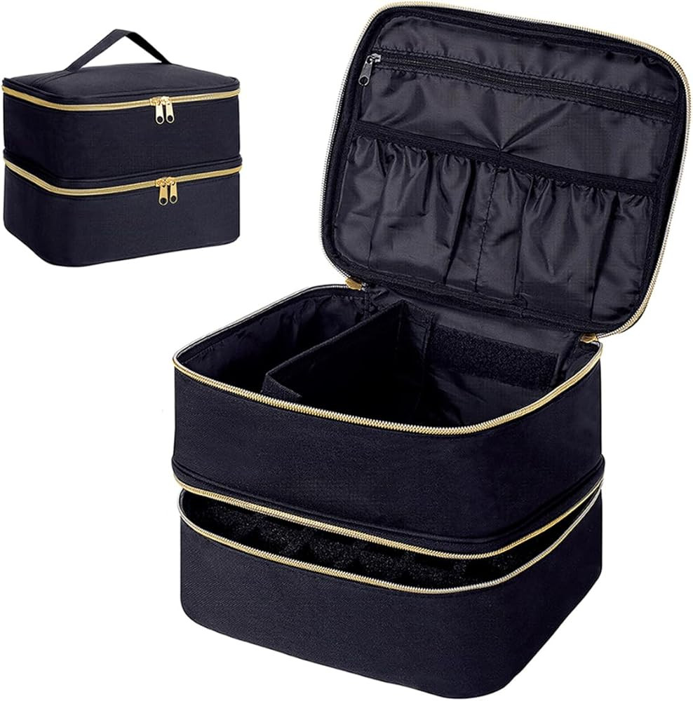 Nail Polish Organizer, Handheld Double Layer Organizer Holds 30 Bottles (15 ml/0.5 floz) with Adj... | Amazon (US)