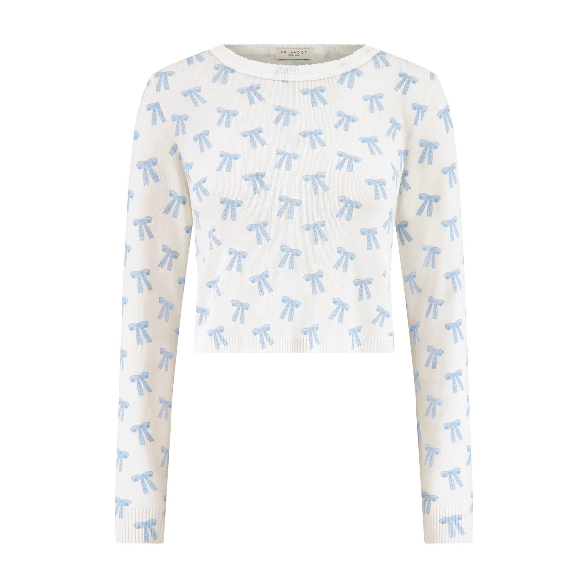 NELL CROP SLOUCHY Blue Forever Love Bow Print | Polkadot England