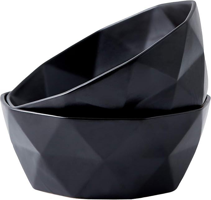 Set Of 2 Premium Ceramic Geometric Large Salad Serving Bowls (60 Oz) Oven Safe. For Family Servin... | Amazon (US)