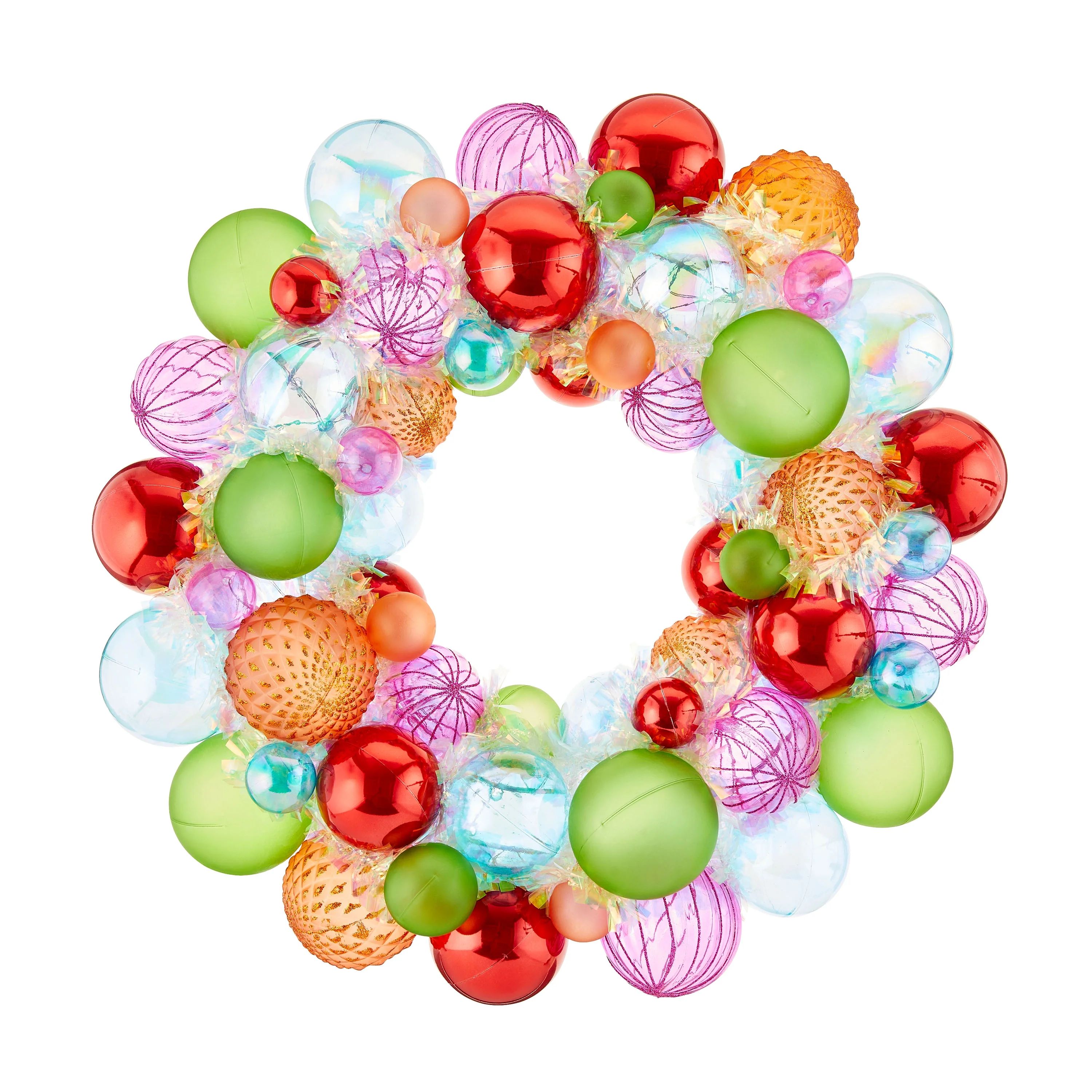 Christmas Decorative Plastic Multicolor 20" Hanging Cmas Ornament Wreath, by Holiday Time | Walmart (US)