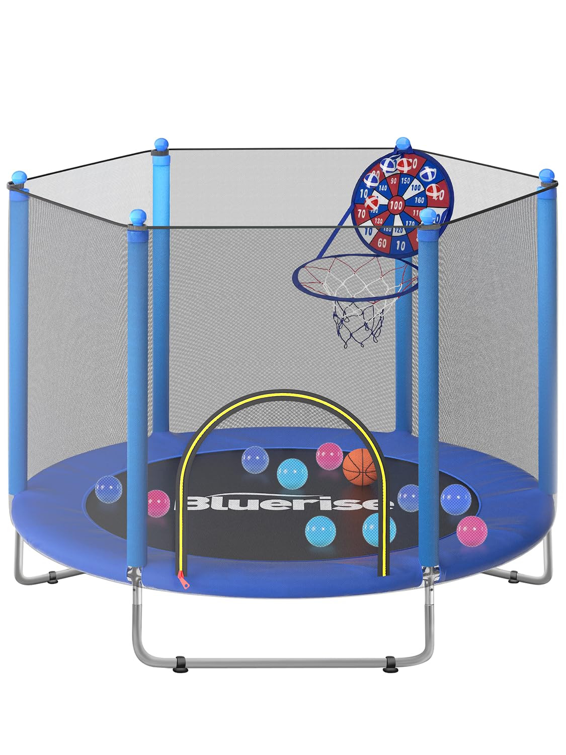 BLUERISE 60" Trampoline for Kids, 5 FT Small Toddler Indoor & Outdoor Trampoline, Basketball Hoop... | Amazon (US)