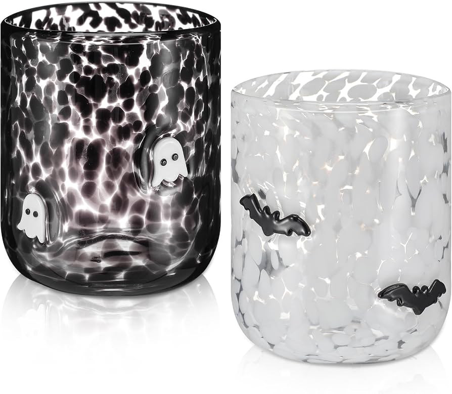 Funnymoom 2 Pcs Icon Glass Cups - 16 oz Cute Icon Juice Glass Double Old Fashioned Hand Blown Dri... | Amazon (US)