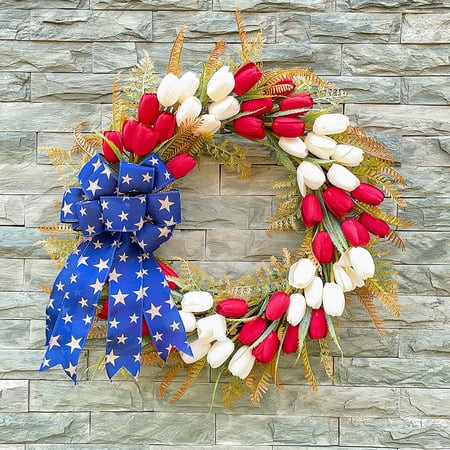 Ohmyroo Patriotic 4th of July Wreath Independence Day Front Door Decor for Home Porch Wall Entryway Indoor Outdoor Holiday Party Supplies | Walmart (US)