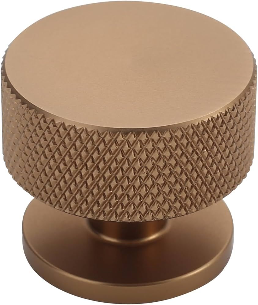 Alzassbg 10 Pack Champagne Bronze Cabinet Knobs, 1.2 Inch Diameter Kitchen Cabinet Hardware Knurl... | Amazon (US)
