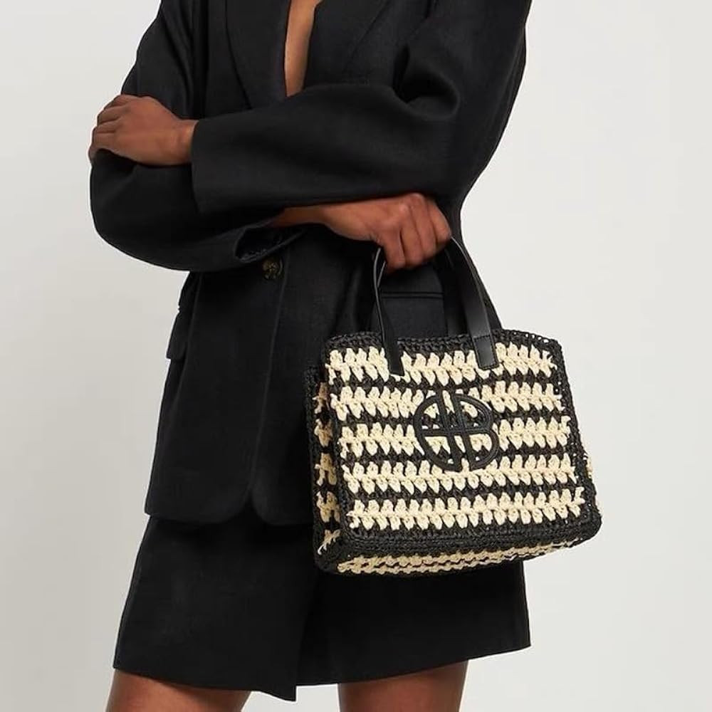 Designer Straw Beach Travel Tote Set Handwove Fish Net Bag Fashion Square Shoulder Handbag 2023 S... | Amazon (US)