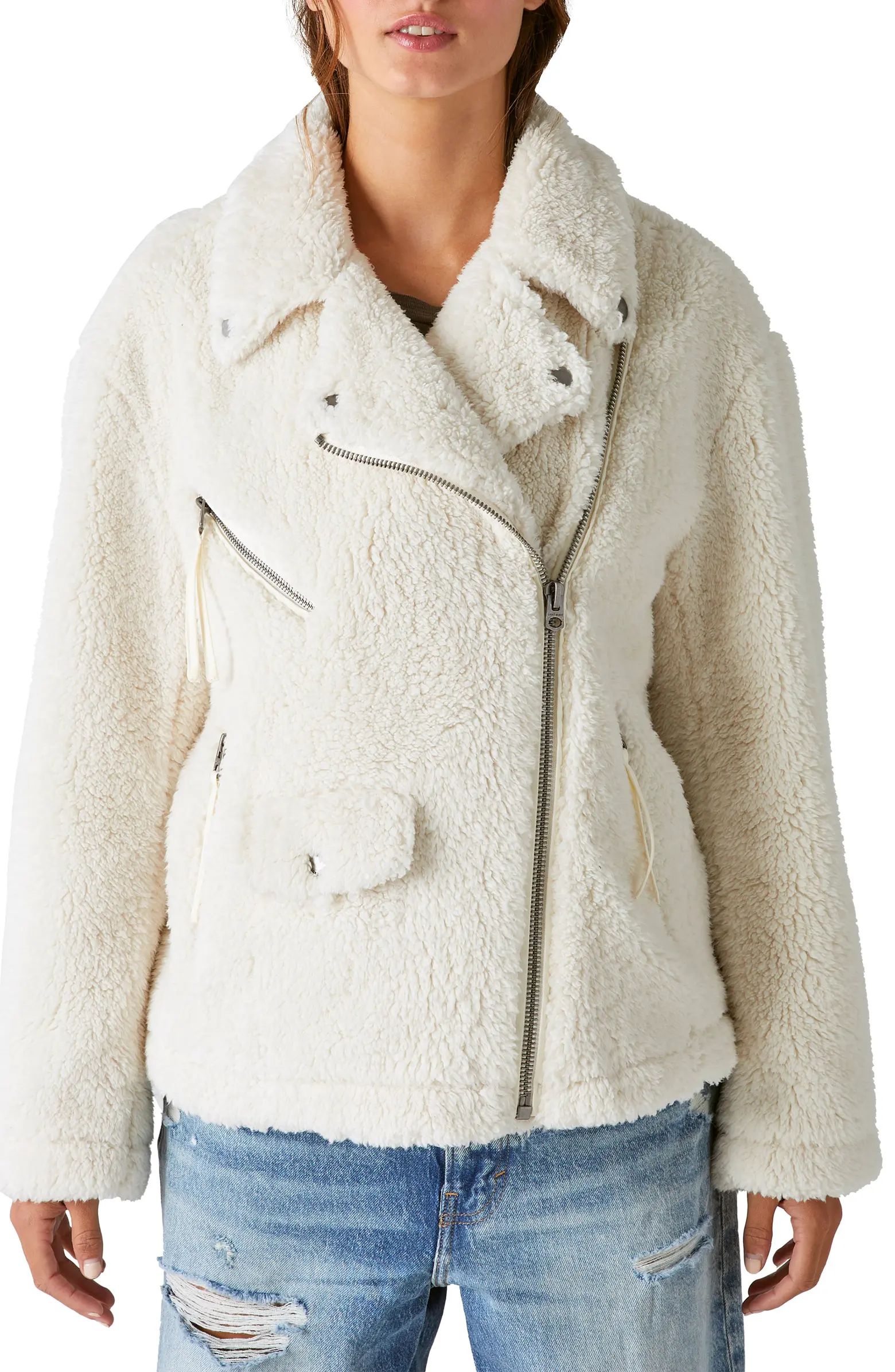 Lucky Brand High Pile Fleece Moto Jacket | Nordstrom | Nordstrom