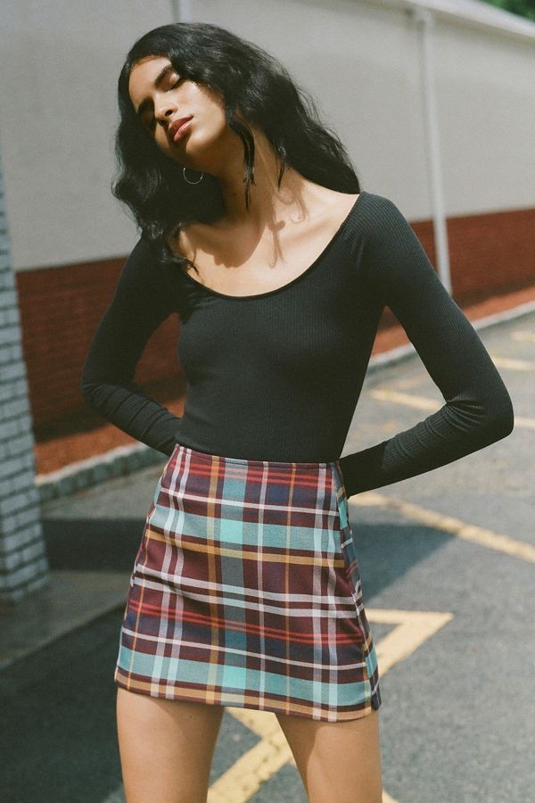UO Plaid Notch Pelmet Mini Skirt | Urban Outfitters (US and RoW)
