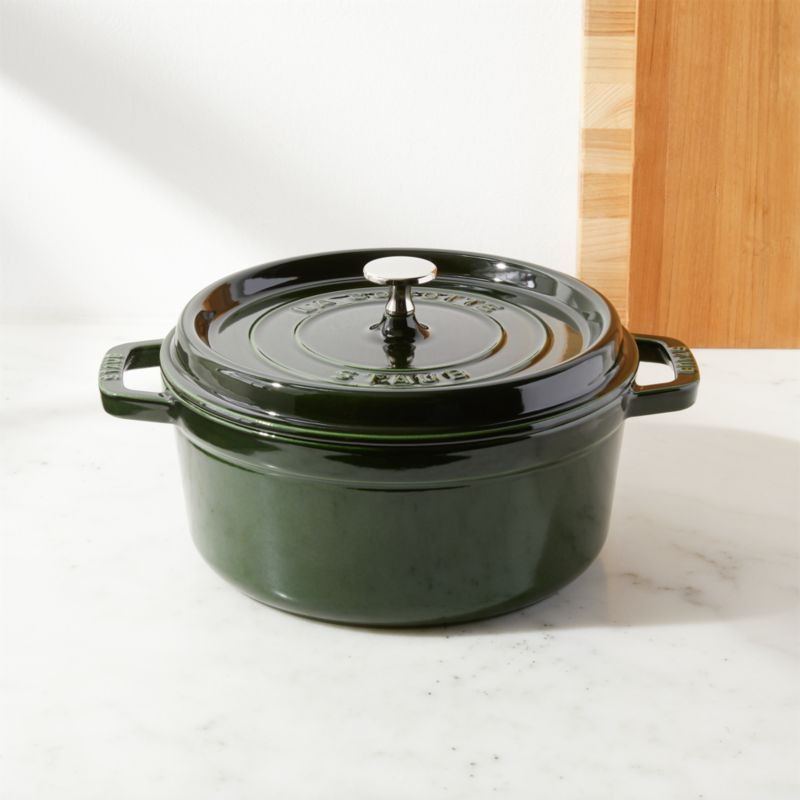 Staub 4-Qt Basil Round Cocotte + Reviews | Crate & Barrel | Crate & Barrel