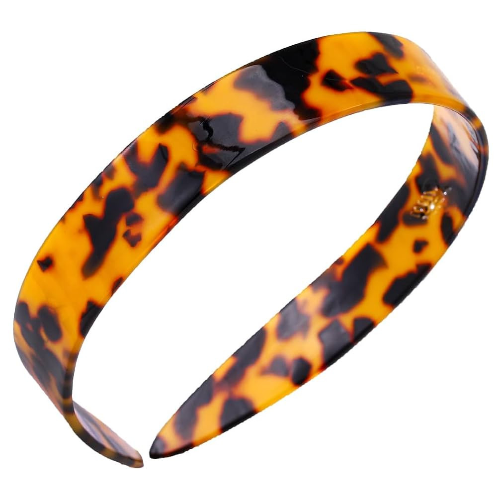Parcelona French Headbands Wide Tortoise Shell Hair Bands Brown Celluloid Head Band Women Hair Ac... | Amazon (US)