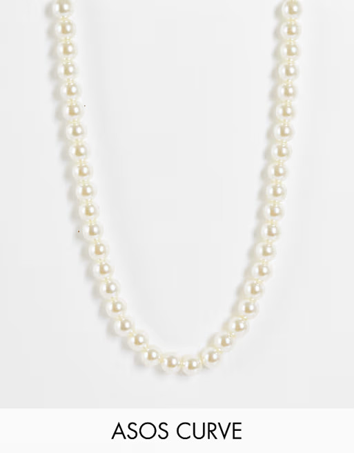 ASOS DESIGN Curve necklace in faux pearls in white | ASOS (Global)