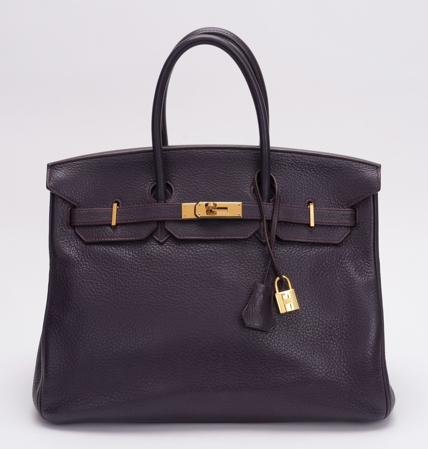 Herme??s Birkin 35 Raisin Clemence Gold - Vintage Lux - Purple | One Kings Lane