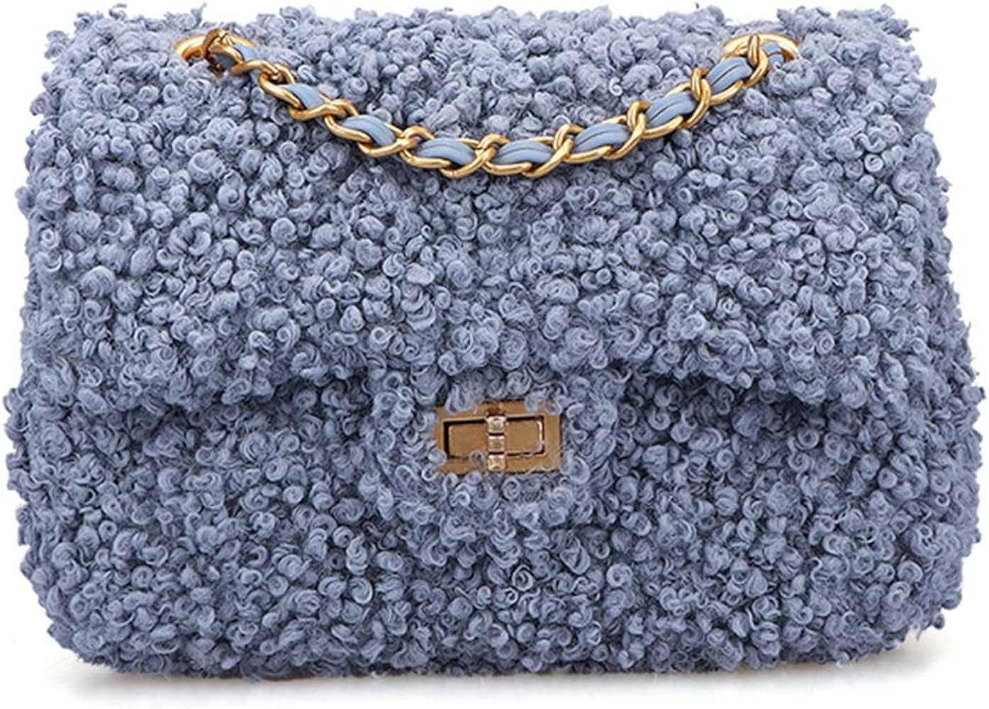 Women Plush Shoulder Bag Fashion Fluffy Crossbody Purse Soft Warm Shopping Dating Bag with Adjust... | Amazon (US)