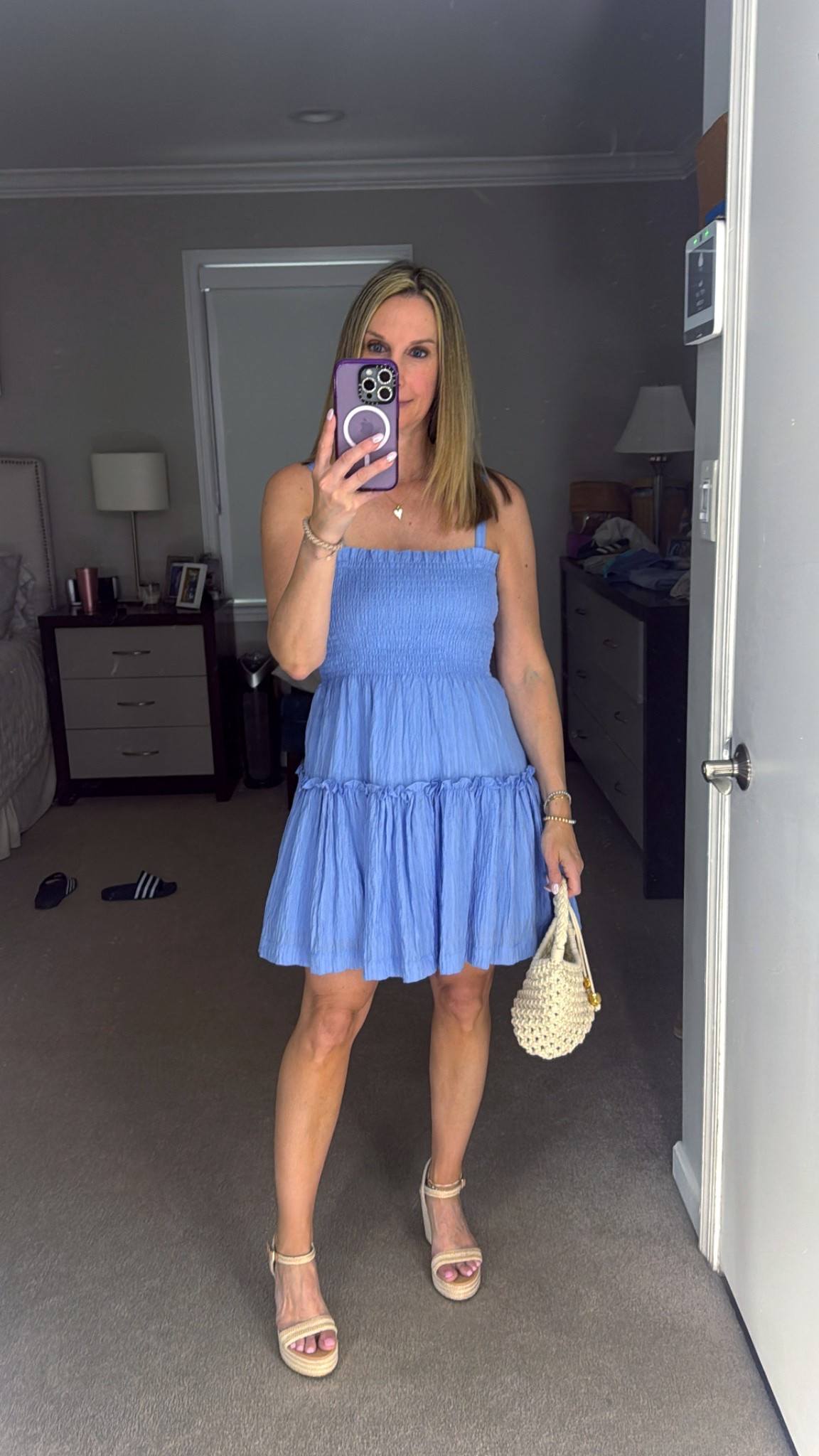 Date night in my hill house dress
Madewell bag 
Wedges are old 

#LTKOver40 #LTKPetite