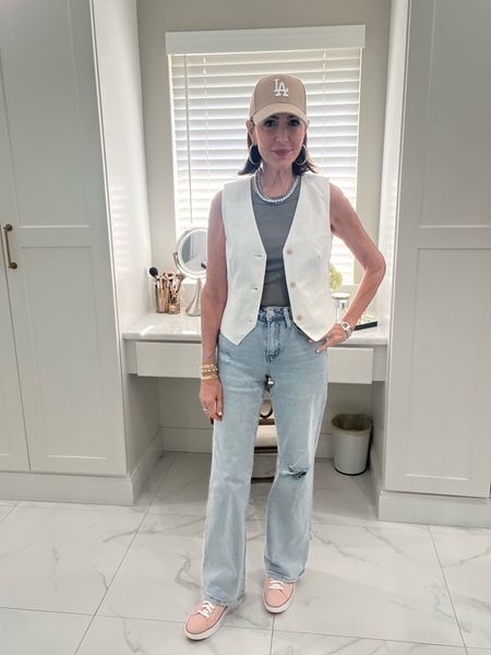 Sharing my ootd with you for a fun casual vibe. 

Loft white vest,  Vici denim, Michael, stars tease, Michael stars tank, Cole Haan sneakers

#LTKover40 #LTKstyletip #LTKshoecrush