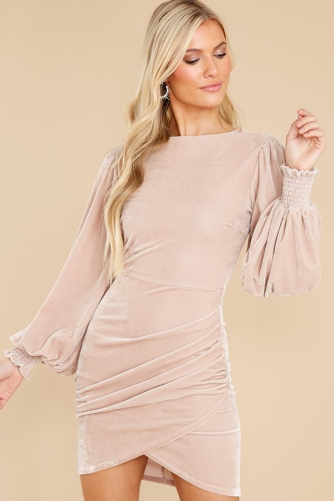 Sweet And Spicy Taupe Velvet Dress | Red Dress 