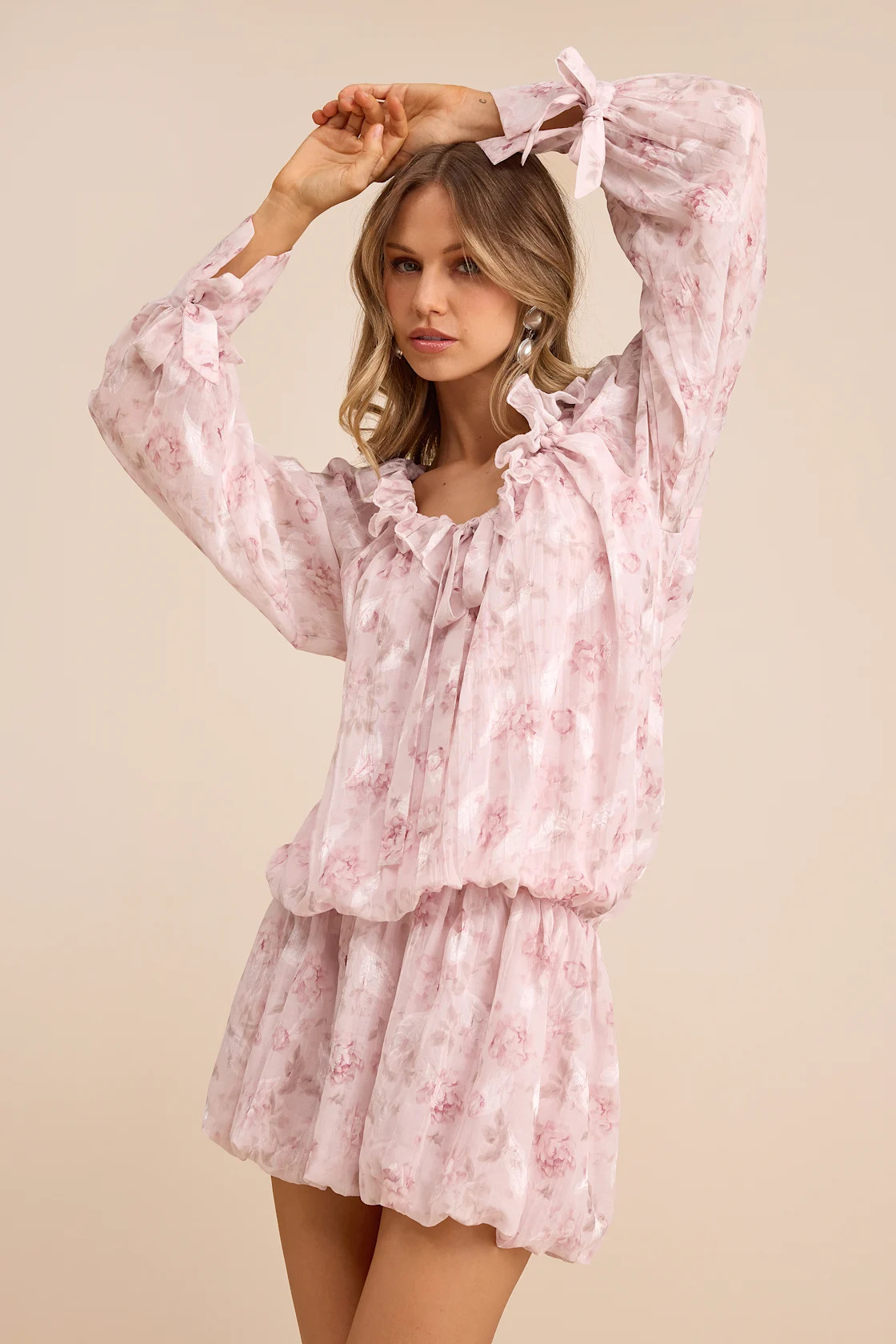 Marcia Blush Pink Floral Ruffled Drop Waist Mini Dress | Lulus