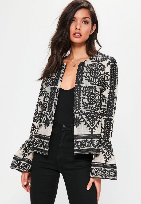 Premium Nude Embroidered Mesh Jacket | Missguided (US & CA)