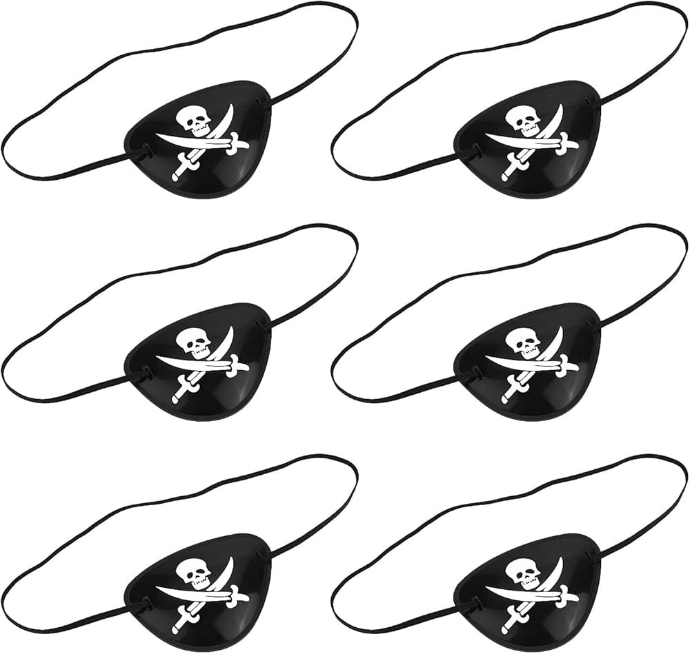 Prasacco 6 Pieces Black Pirate Eye Patch Eye Patches 3D Adjustable One Eye Skull Patch Pirate Cap... | Amazon (US)