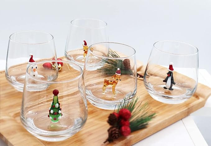 Handblown Figures Inside Glass Cup, Stemless Glass with Hidden Animals Inside, Unique Christmas G... | Amazon (US)