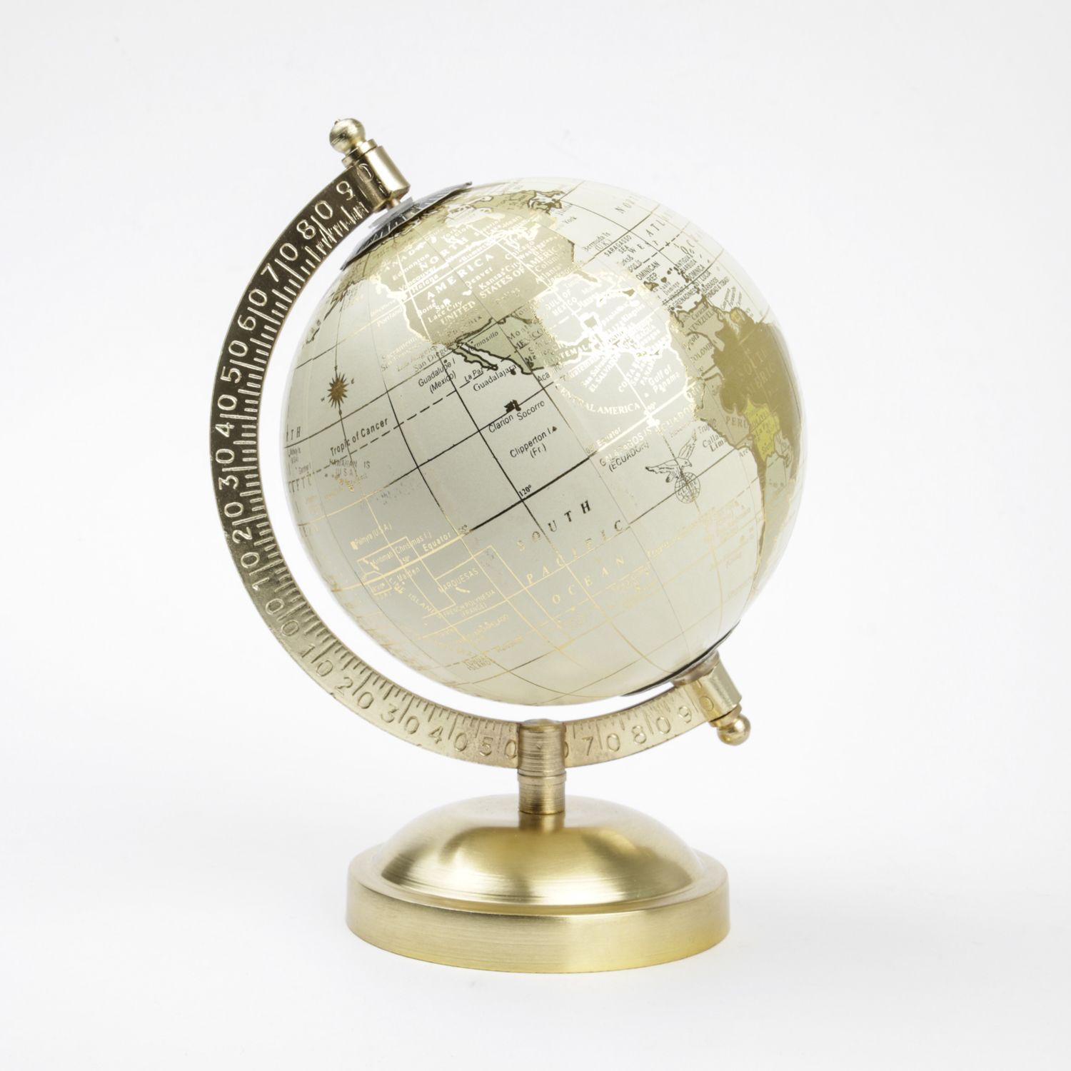 Mainstays Cream and Gold 5.75" x 8" x 5" Tabletop Decorative Globe | Walmart (US)