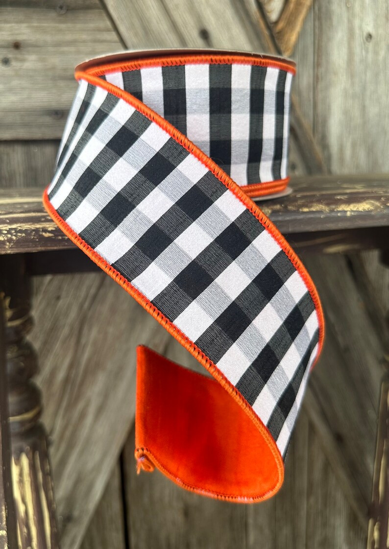 10 Yards, 2.5 Inch Orange Black Check Ribbon - Etsy | Etsy (US)