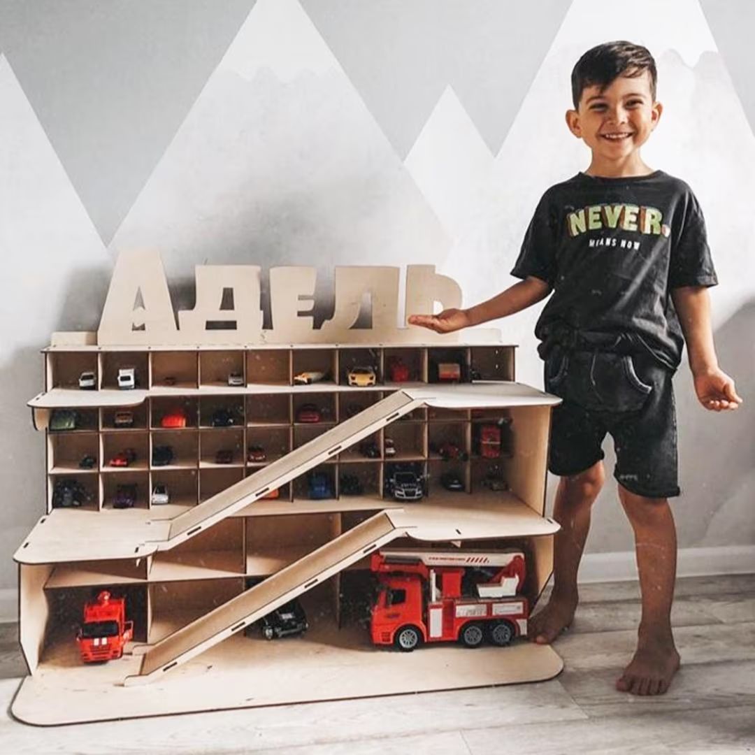 Wooden Toy for Toddler Boy Gift Garage Hot Wheels Display Case - Etsy | Etsy (US)