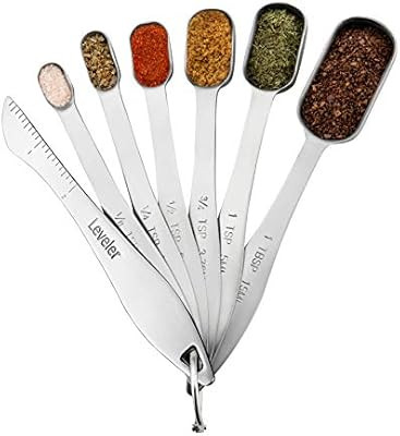 Spring Chef 6 x Heavy Duty Stainless Steel Measuring Spoons for Dry or Liquid Drinks Fits in Spic... | Amazon (UK)