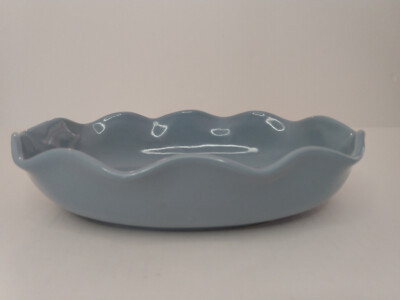 Vintage Abingdon Pottery Blue Console Bowl Platter Fluted Scalloped Ruffled Rim | eBay US