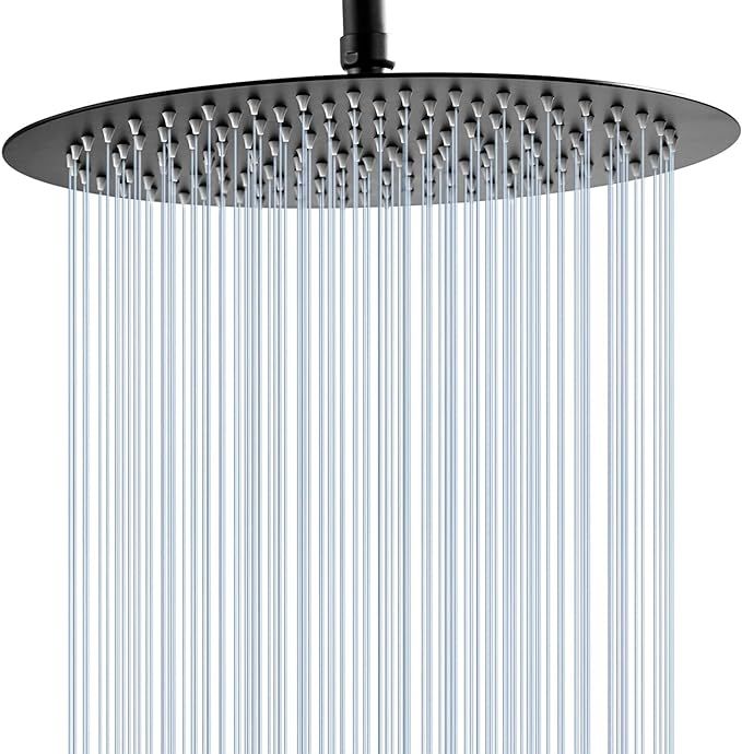 GGStudy 12 Inches Round Rain Shower head Large Stainless Steel High Pressure Shower Head,Ultra Th... | Amazon (US)