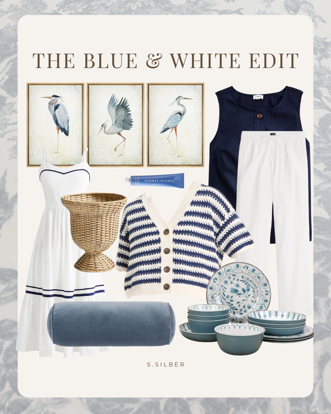 Blue & white forever 💙🤍
There’s something so timeless about this color combo—it works just as beautifully in your home as it does in your wardrobe. From crisp white dresses to coastal-inspired wall art and textiles, these pieces bring a fresh, classic feel that never goes out of style.

Sharing a few favorites that feel like summer, casual with a touch of sophistication. Which one is going on your wishlist?

#BlueAndWhiteStyle #CoastalClassic #HomeAndWardrobe #EffortlessElegance #CuratedLiving#stefanasilber
 

 #LTKSeasonal #LTKHome #LTKStyleTip