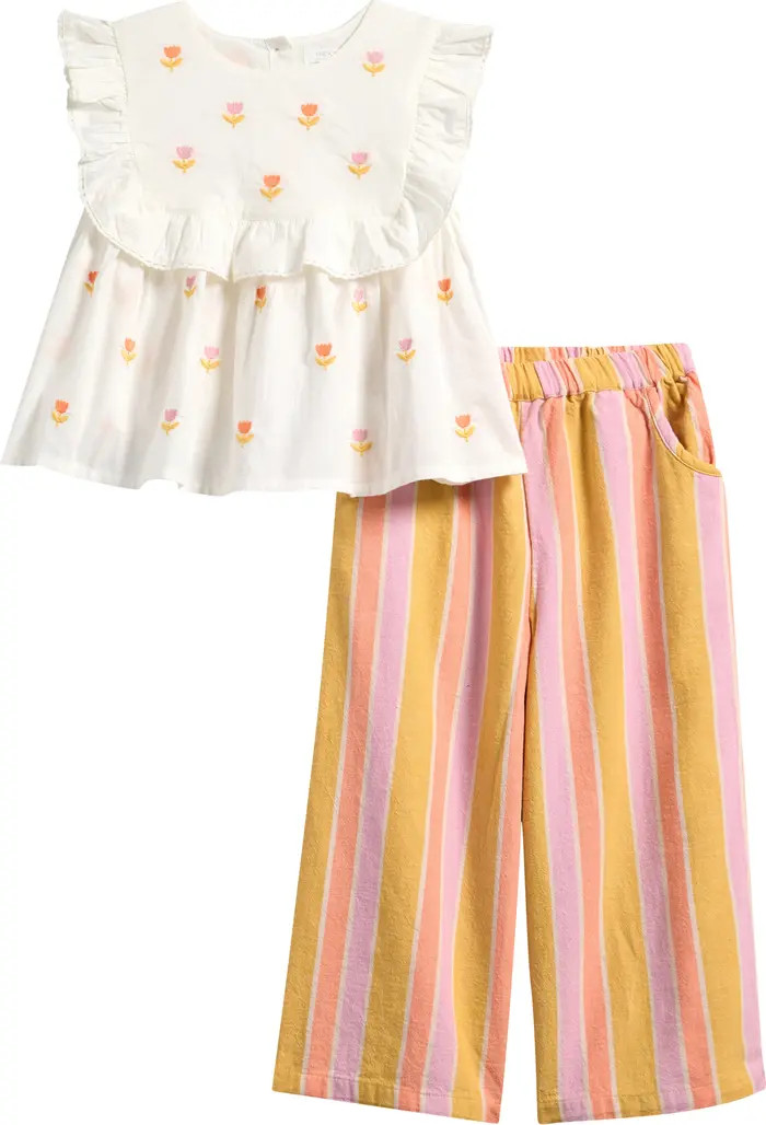 Kids' Frill Top & Stripe Pants Set | Nordstrom