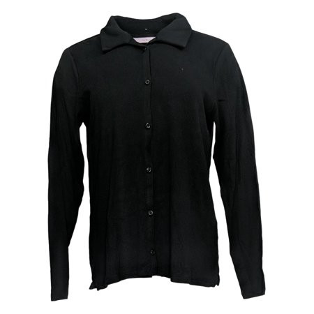 Anybody Women s Top Sz S Cozy Knit Collared Rib Button Front Black A367698 | Walmart (US)