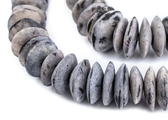 70 Grey Bone Saucer Beads: Saucer Shaped Beads Tribal Bone Beads 18mm Bone Beads Kenya Trade Bead... | Etsy (US)