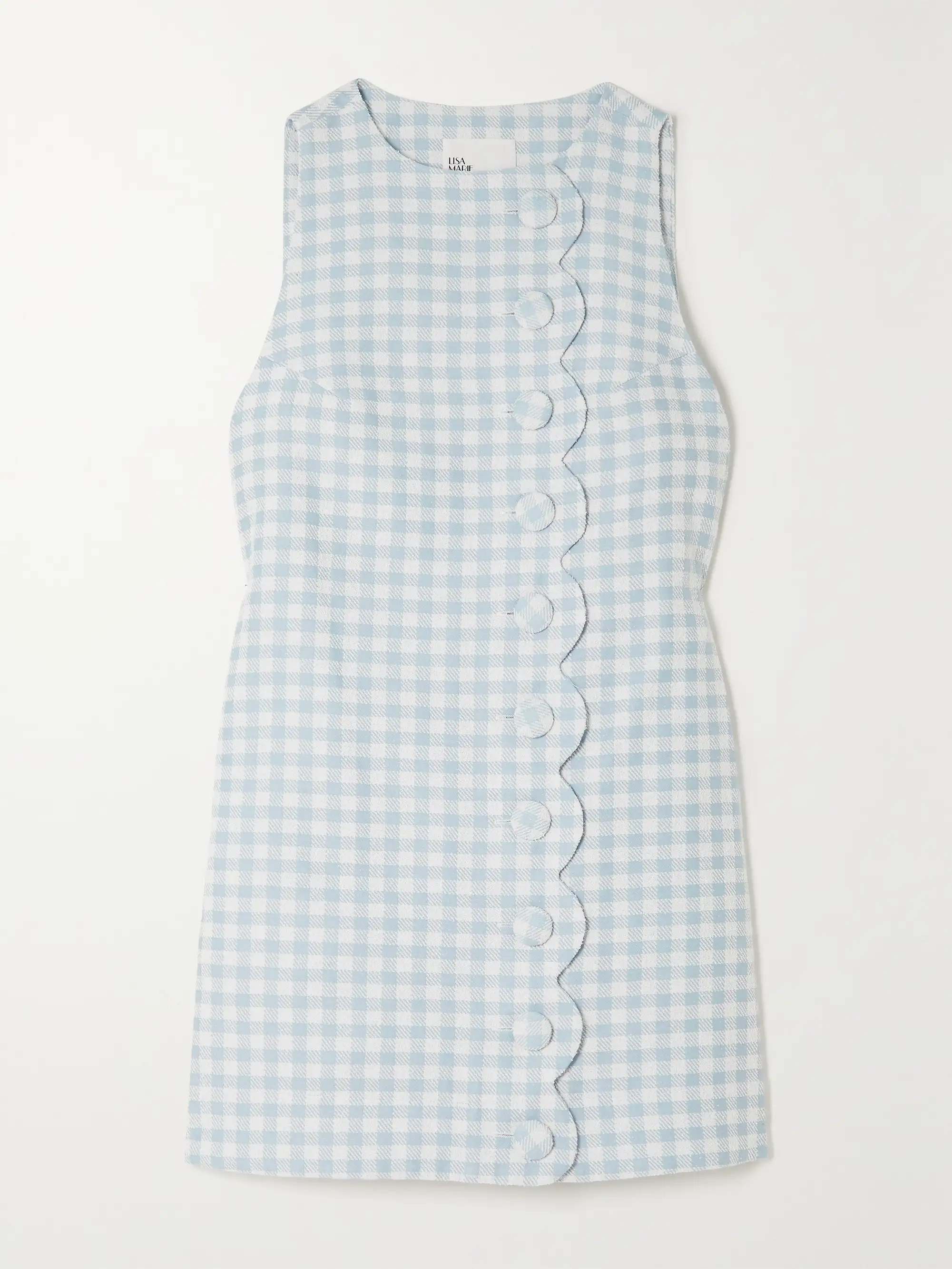 Scalloped gingham cotton-blend bouclé-jacquard mini dress | NET-A-PORTER (US)