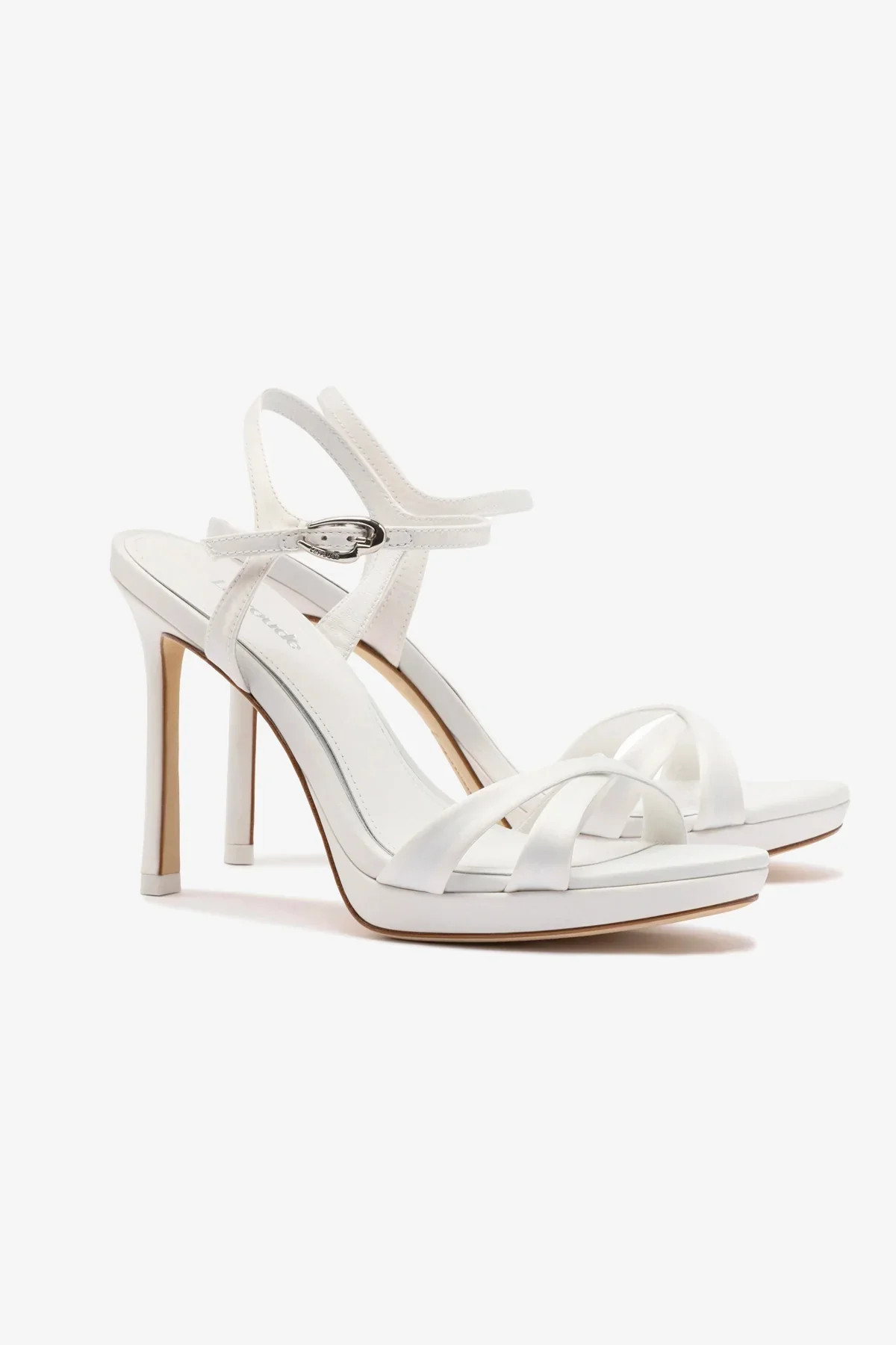 Angelina Sandal In White Satin | Larroude