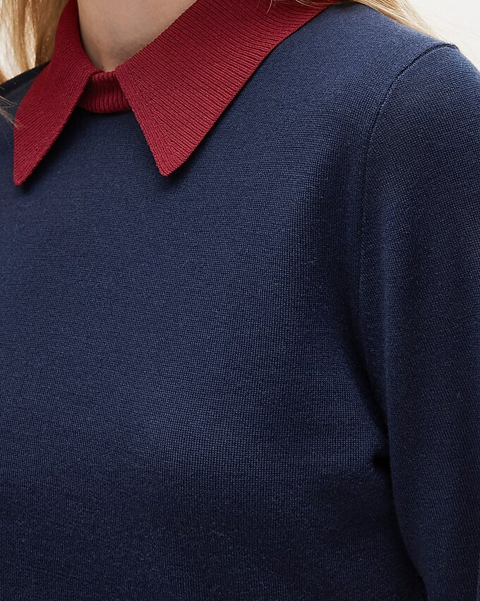 top rated4.8Summary of 11 reviewsCarolyn collared sweater in merino wool$118.00Navy Burgundy | J. Crew US