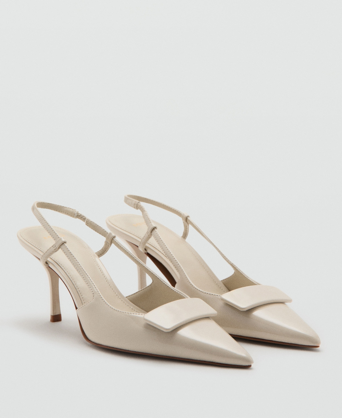Mango Women's Patent Heeled Shoes - Ecru | Macy's