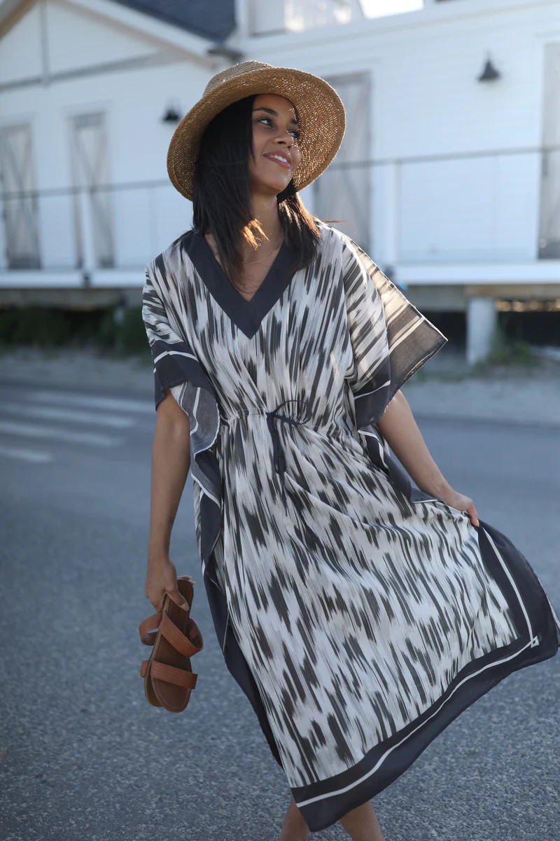 Midi Caftan Ikat Black - Danika Herrick x NAVYBLEU | navyBLEU LLC
