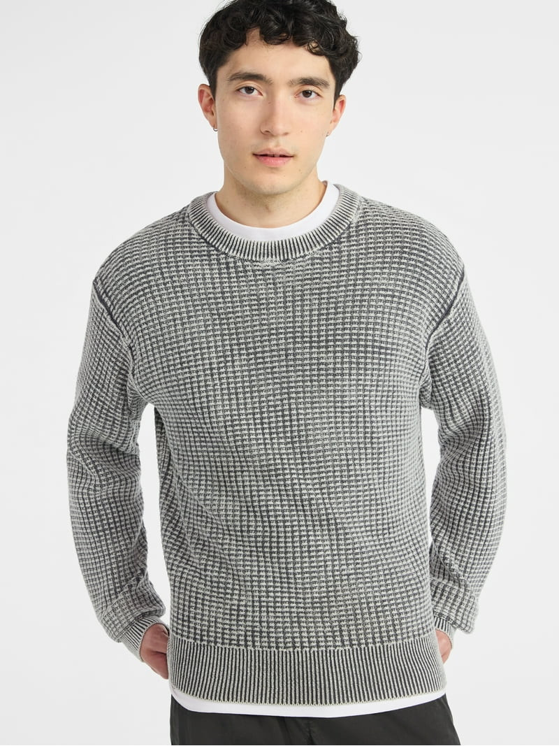 No Boundaries Men's & Big Men's Thermal Stitch Crewneck Sweater, Midweight, Sizes XS-3XL | Walmart (US)