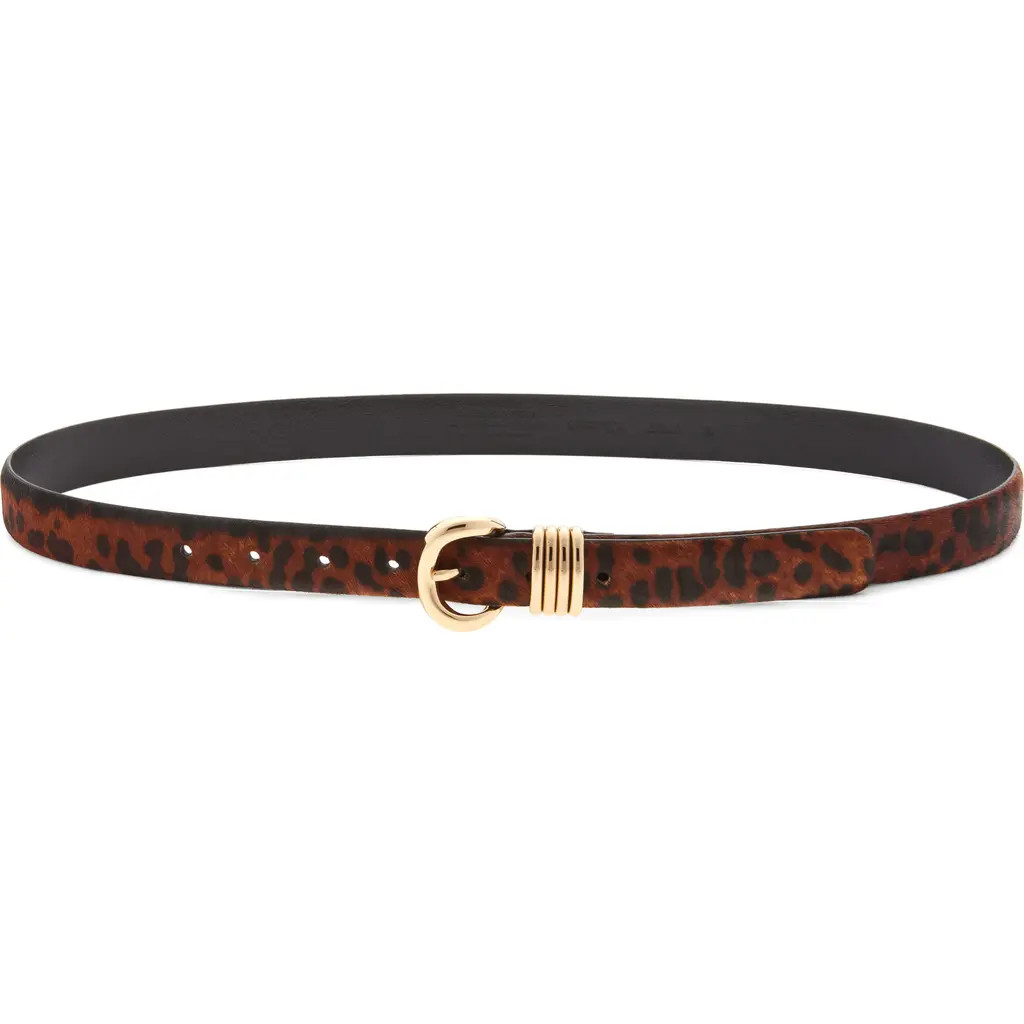 Madewell Inez Leopard Calf Hair Leather Belt in Caramel Multi at Nordstrom, Size X-Small | Nordstrom