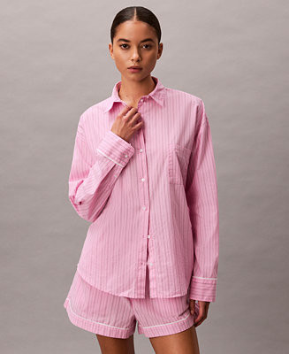 Women's Poplin V-Day Button-Down Pajama Shirt | Macy's