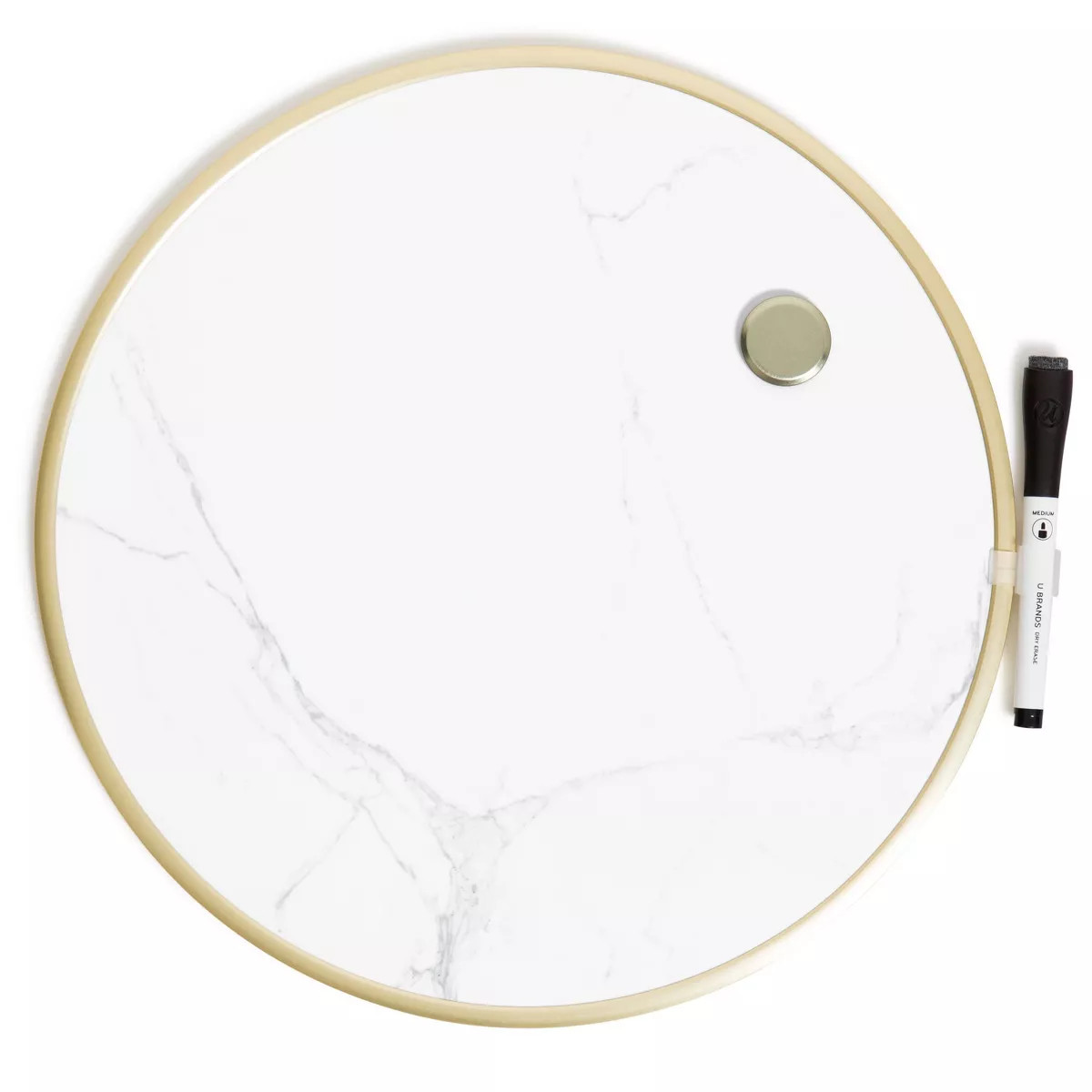 U Brands 14" Round Dry Erase Board with Gold Frame and Marble Print | Target
