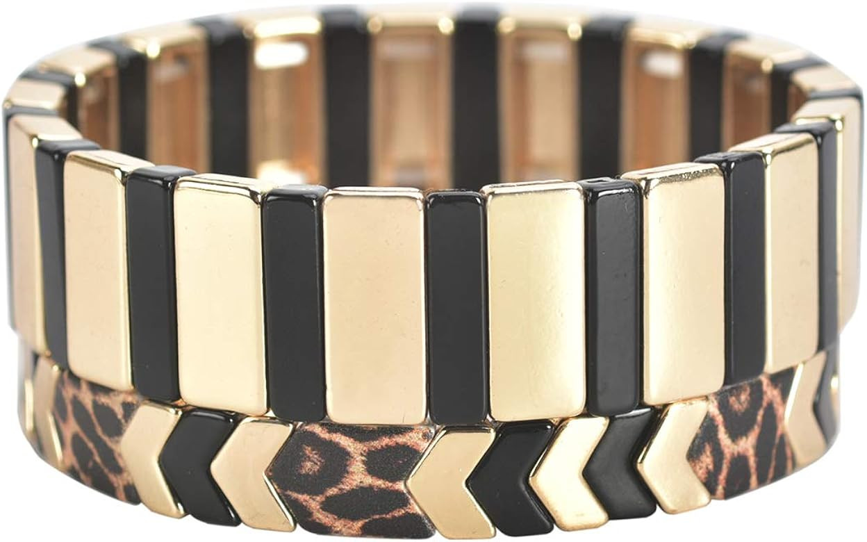 Enamel Bracelets Set Enamel Tila Beads Bracelets Stretch Bohemian Strand Rainbow Bracelet Sets fo... | Amazon (US)