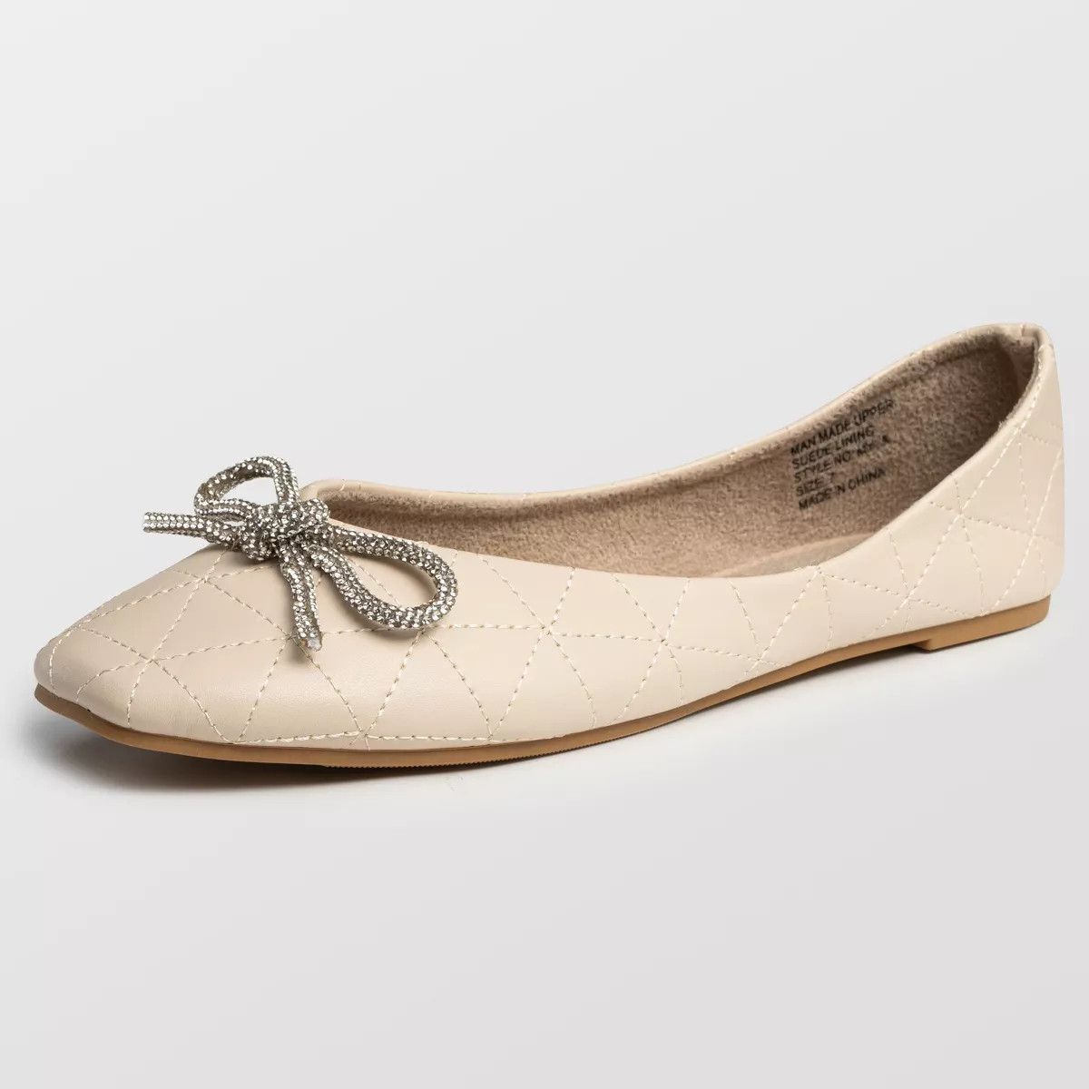 Alpine Swiss Myla Womens Ballet Flats Square Toe Rhinestone Bow Dressy Slip On Shoes Cream 8 M US | Target